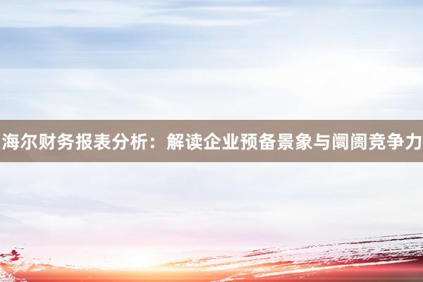 海尔财务报表分析：解读企业预备景象与阛阓竞争力